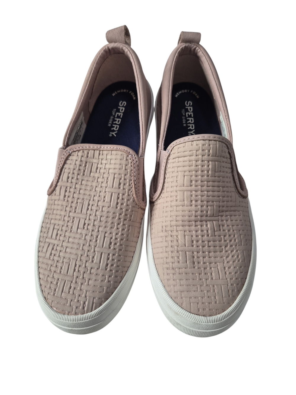 EUC Sperry Woven Leather Crest Twin Gore Memory Foam Slip-On Sneakers Women’s 7